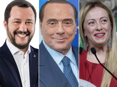 Primo Piano di Matteo Salvini-Silvio Berlusconi-Giorgia Meloni